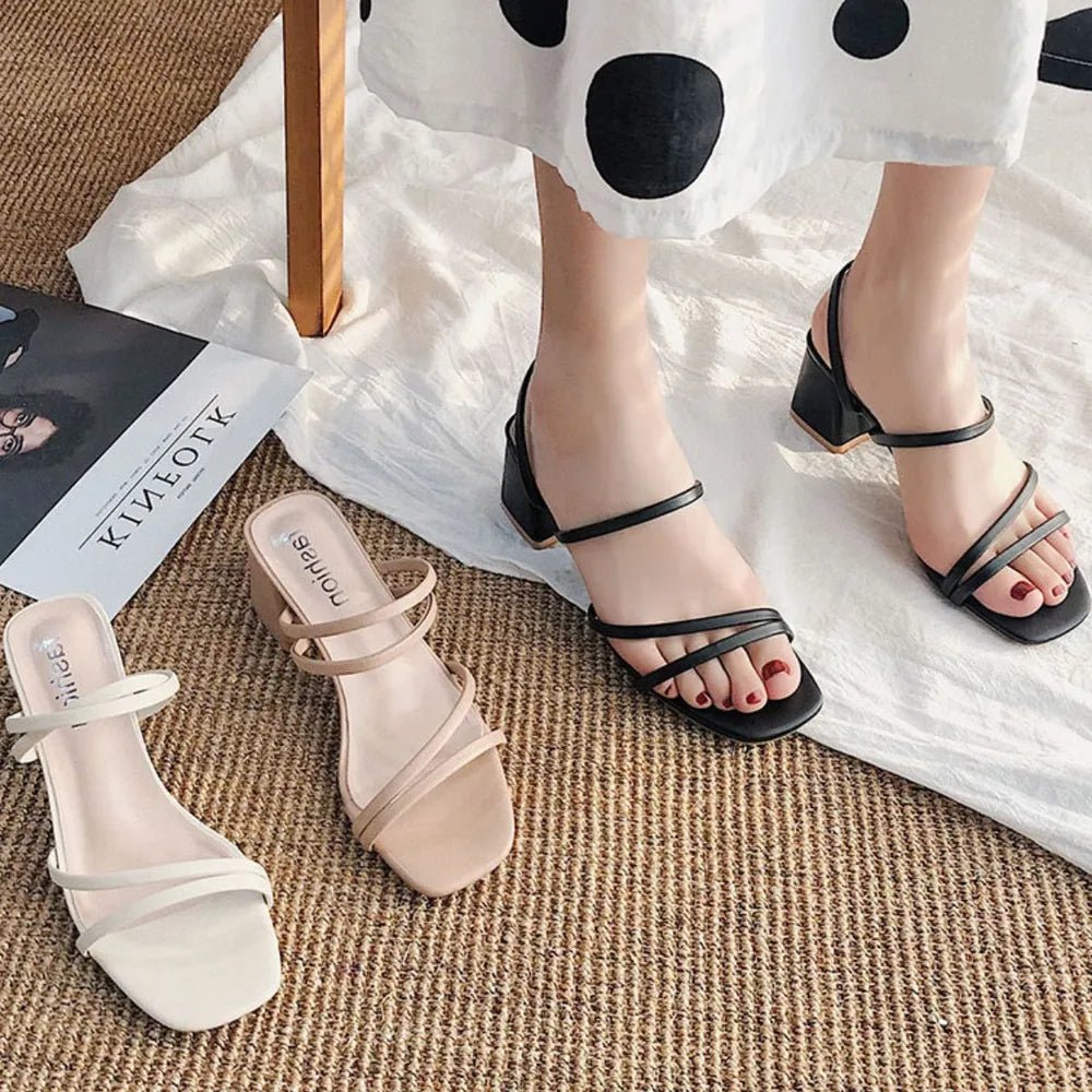 Open Toe Block Heels Sandals - Wow Store