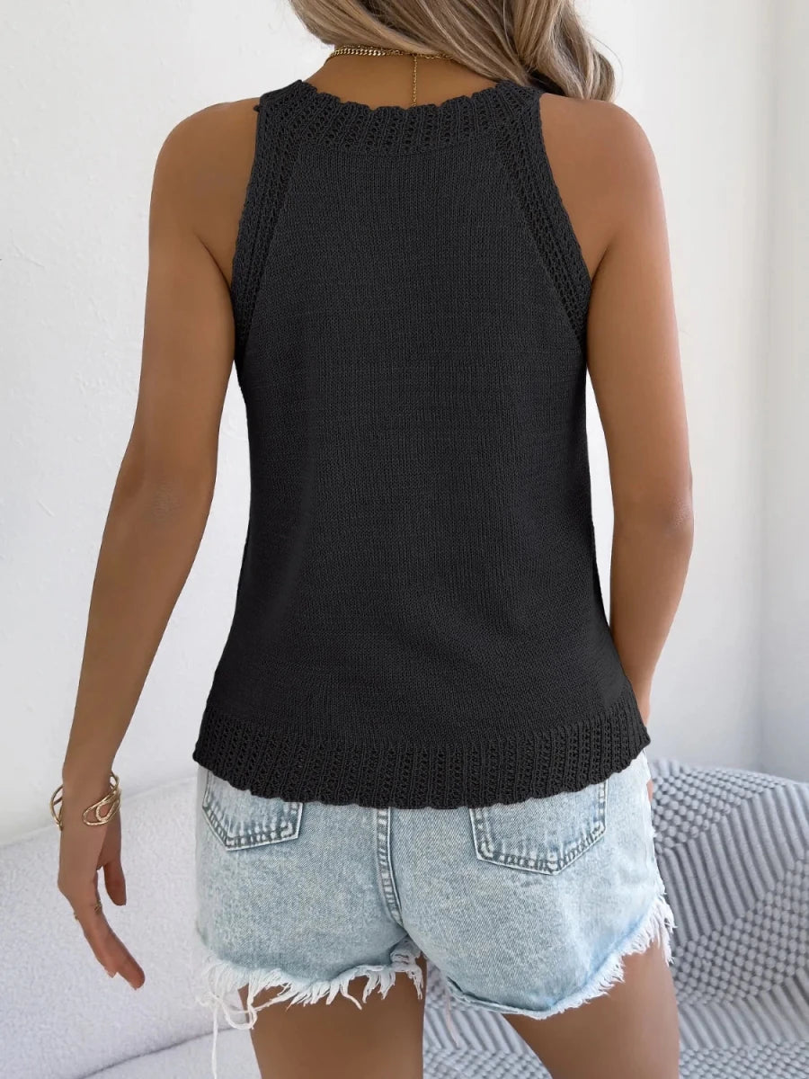 Openwork Sleeveless Knit Tank - Wow Store