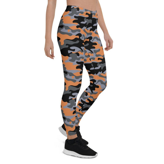Orange and Gray Camo Leggings for Women | Wow Store - Wow Store