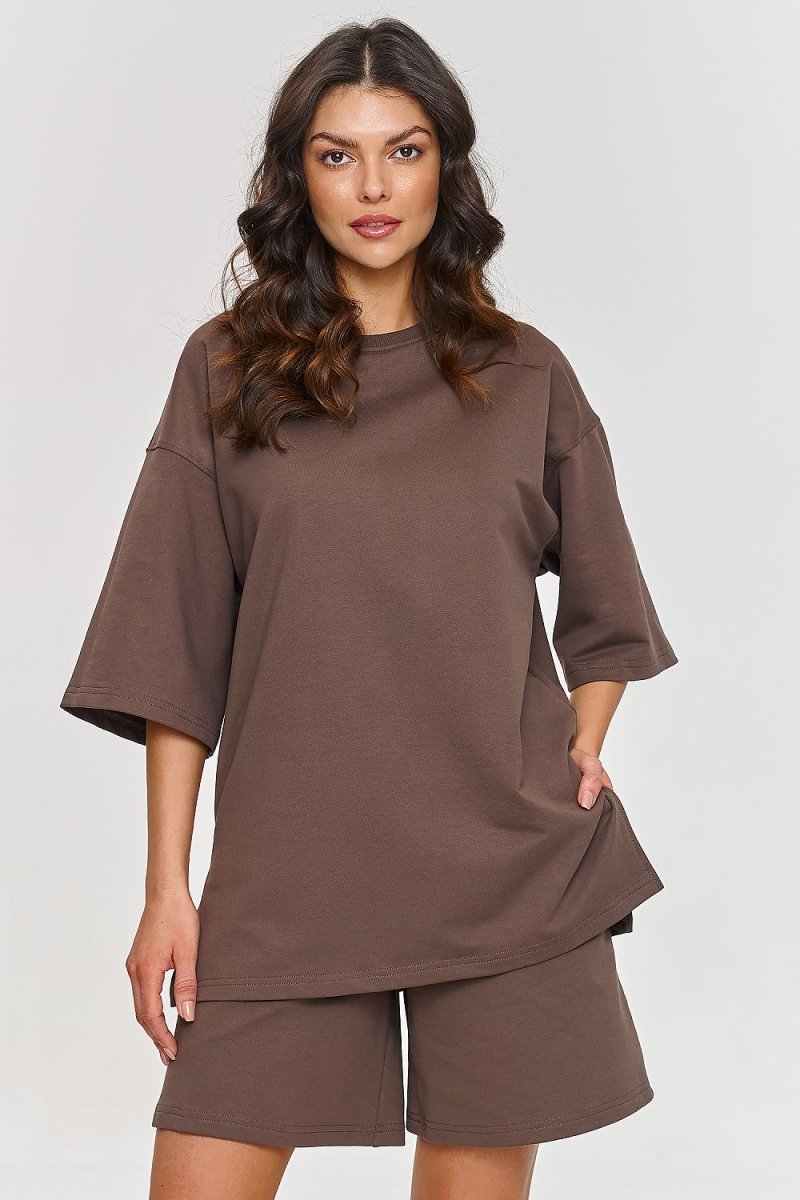 Oversized Cotton Comfort Tracksuit Set model 210714 - Makadamia | Wow Store - Wow Store
