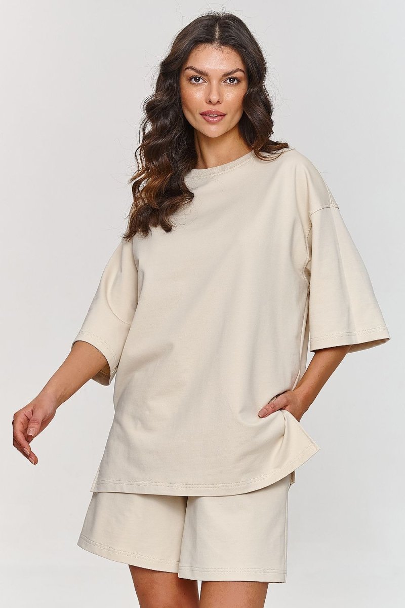 Oversized Cotton Comfort Tracksuit Set model 210714 - Makadamia | Wow Store - Wow Store