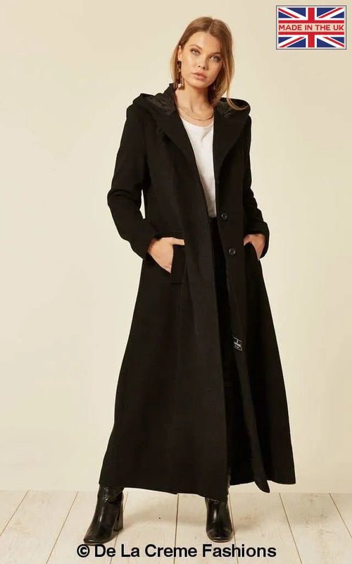 Oversized Wool Blend Hooded Long Coat (1716) - Wow Store