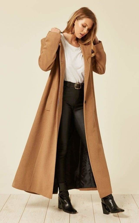 Oversized Wool Blend Hooded Long Coat (1716) - Wow Store