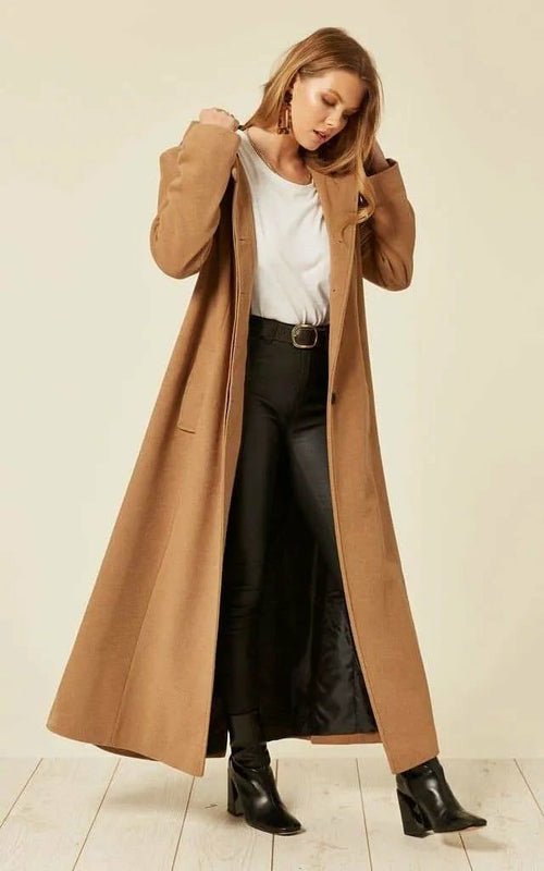 Oversized Wool Blend Hooded Long Coat (1716) - Wow Store