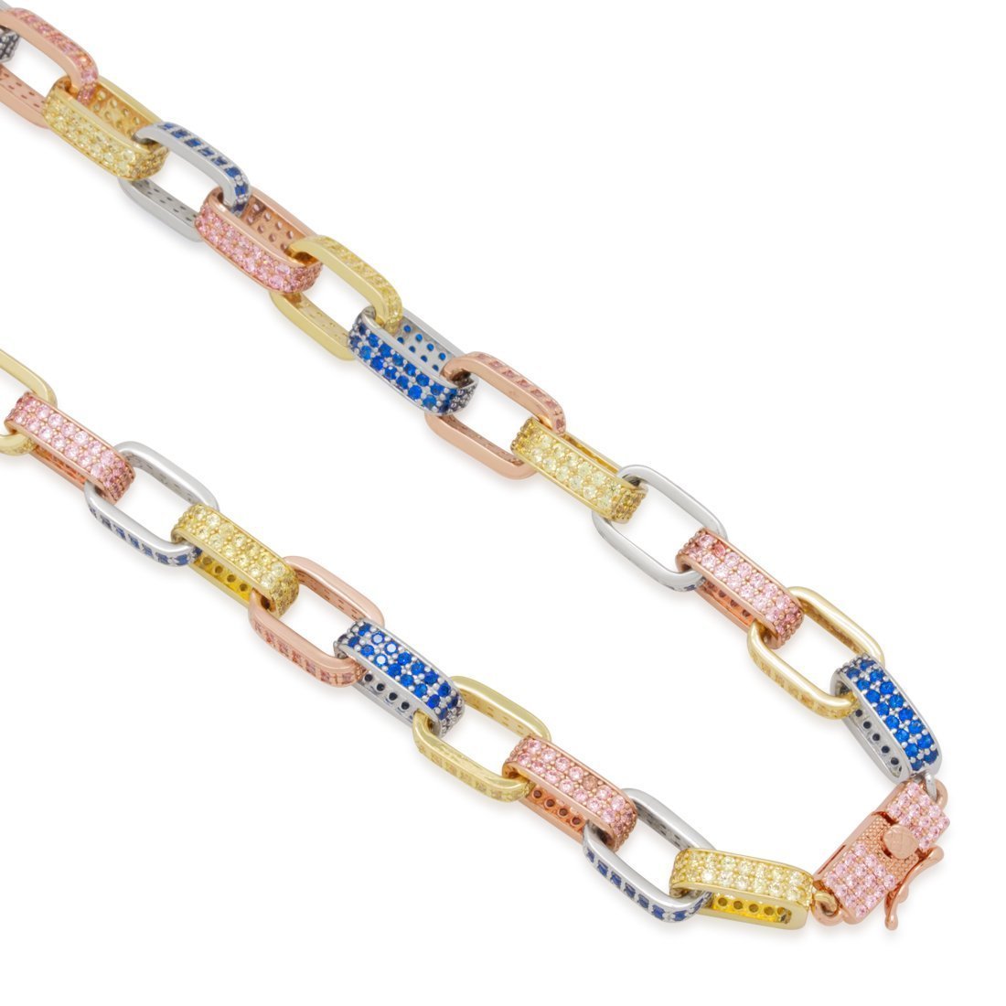 Pave Gucci Link BOX Tri Color 16" Choker Necklace in 18K Gold Plated - Wow Store