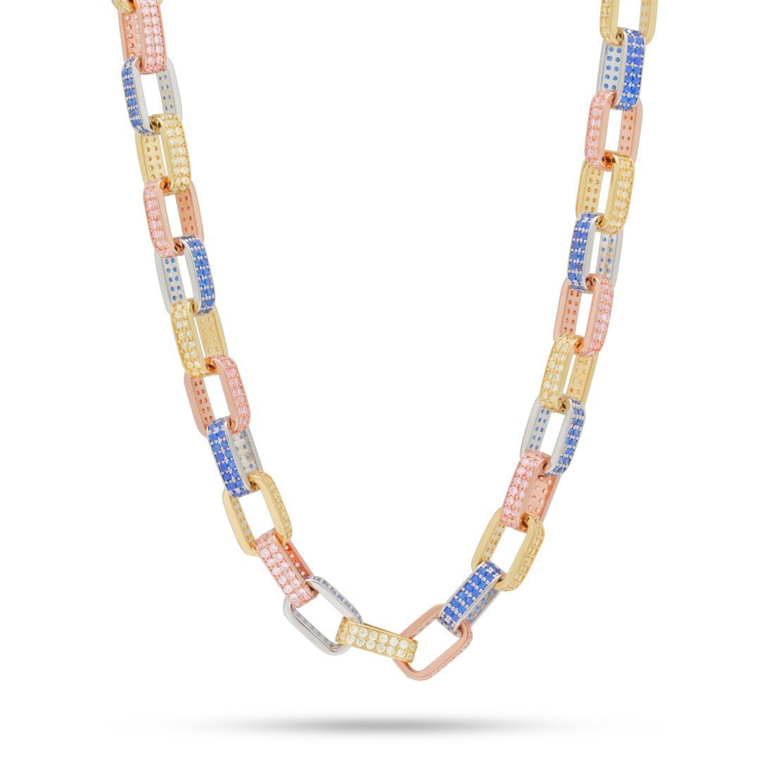 Pave Gucci Link BOX Tri Color 16" Choker Necklace in 18K Gold Plated - Wow Store