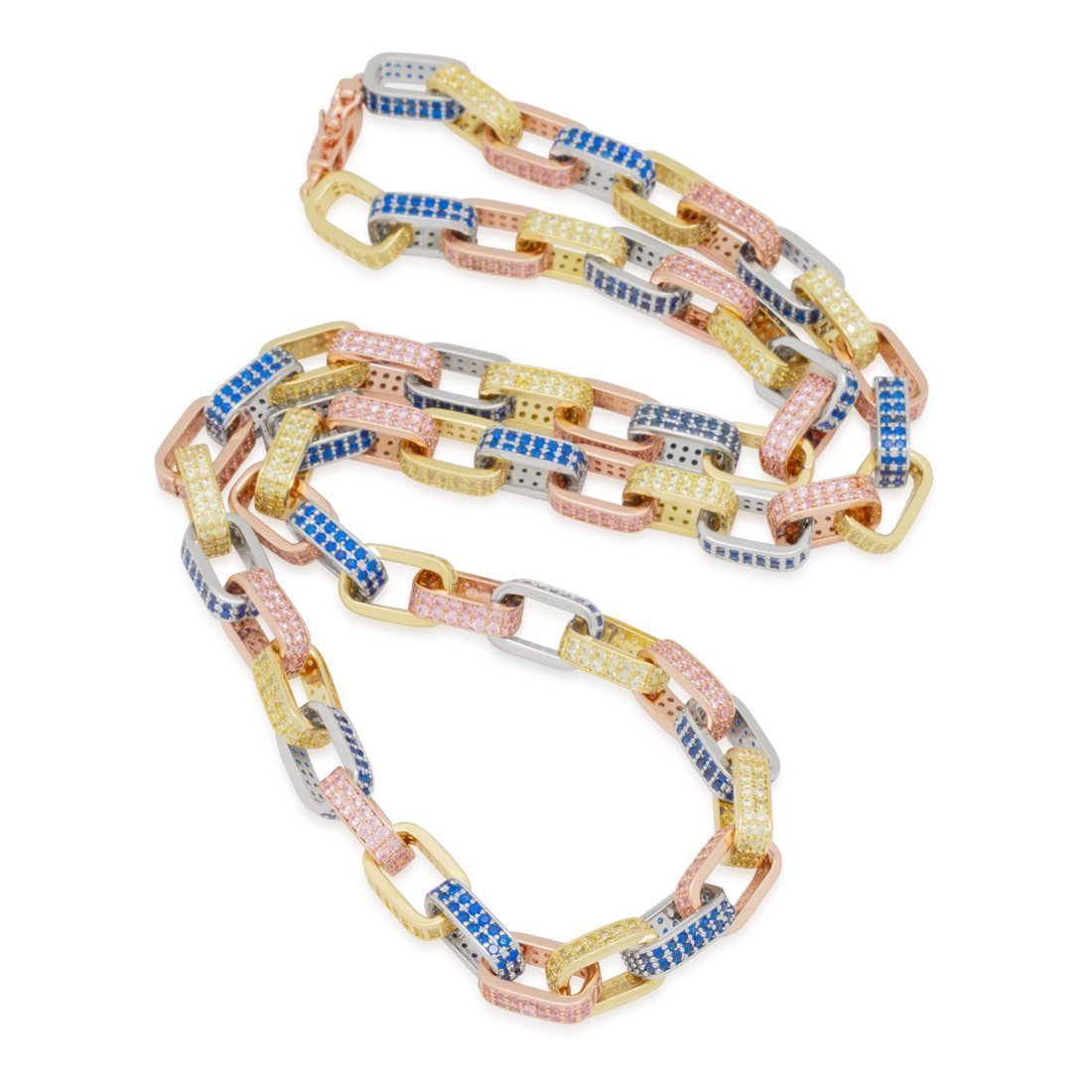 Pave Gucci Link BOX Tri Color 16" Choker Necklace in 18K Gold Plated - Wow Store