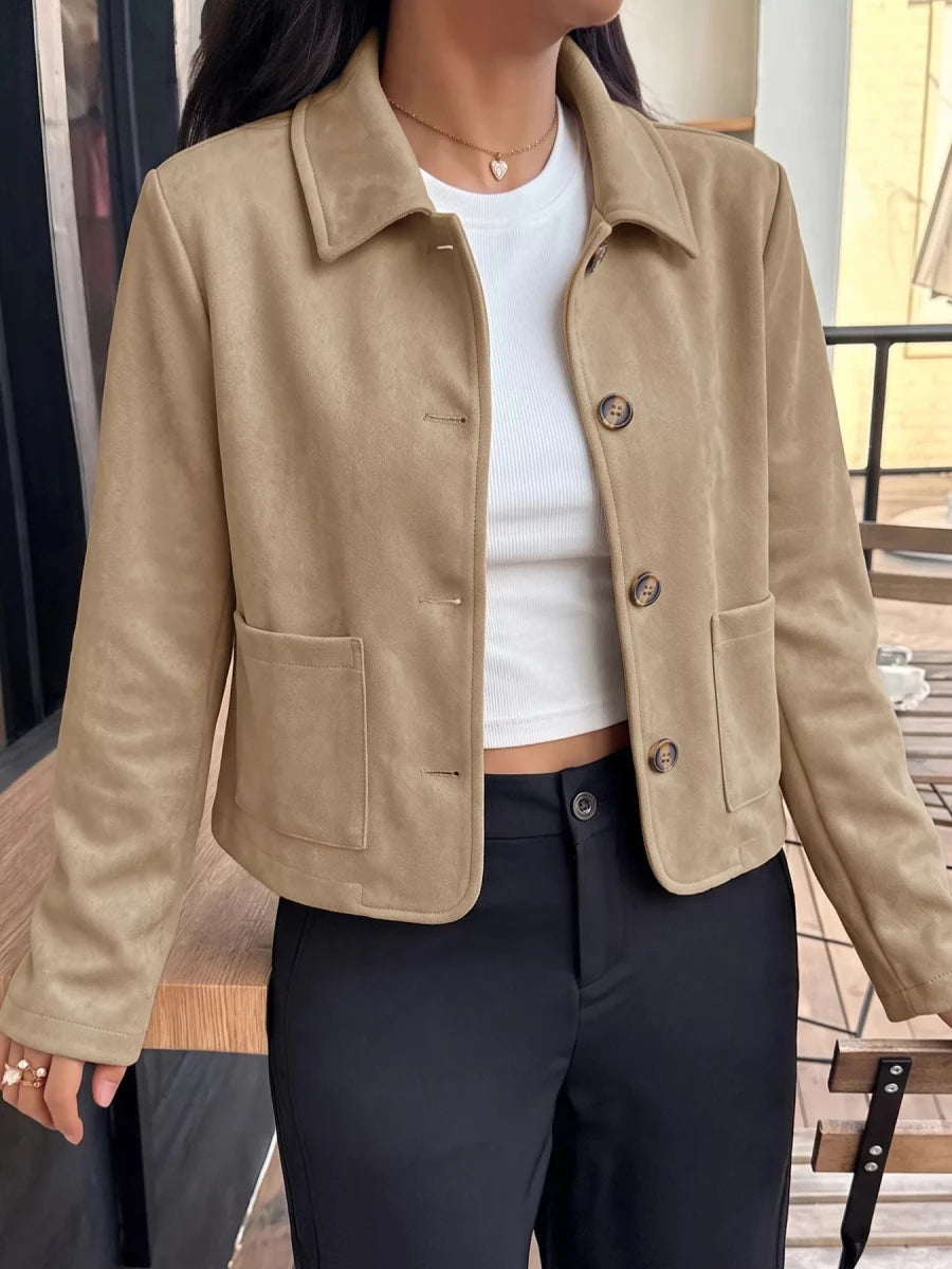 Perfee Collared Neck Button-Up Jacket - WowStore.live