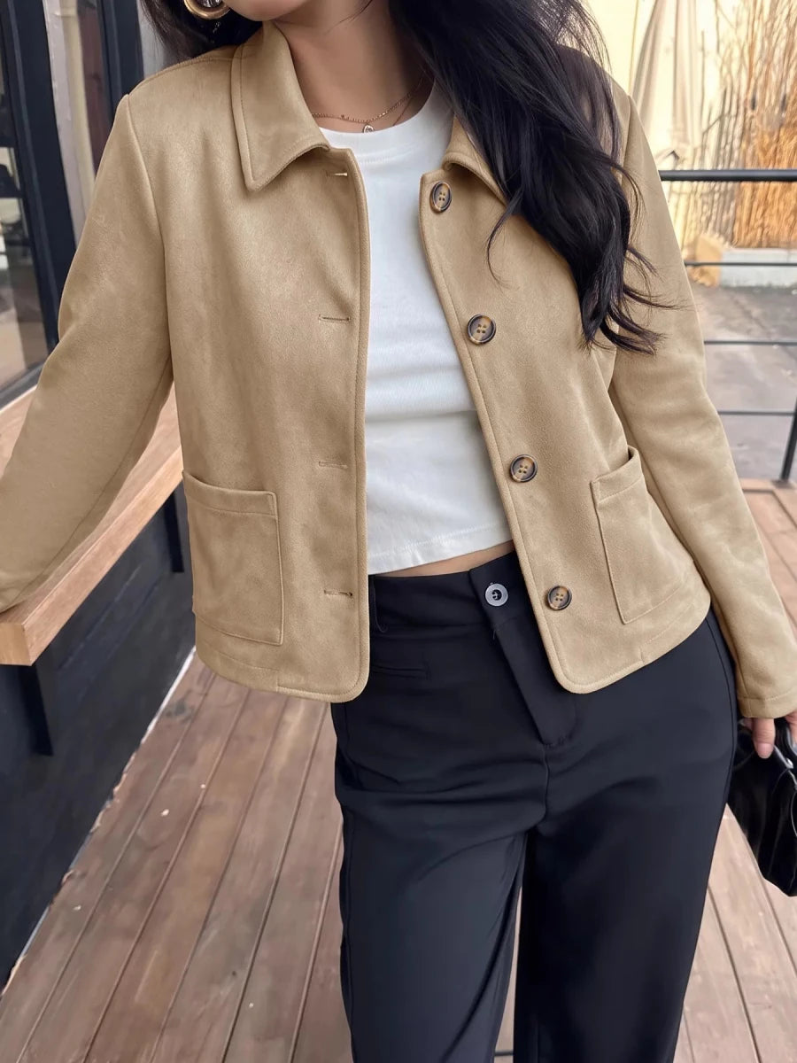 Perfee Collared Neck Button-Up Jacket - WowStore.live