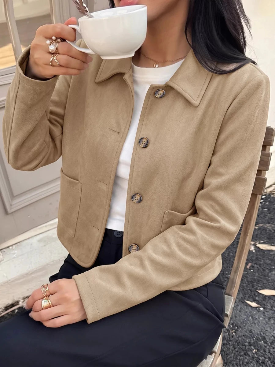 Perfee Collared Neck Button-Up Jacket - WowStore.live