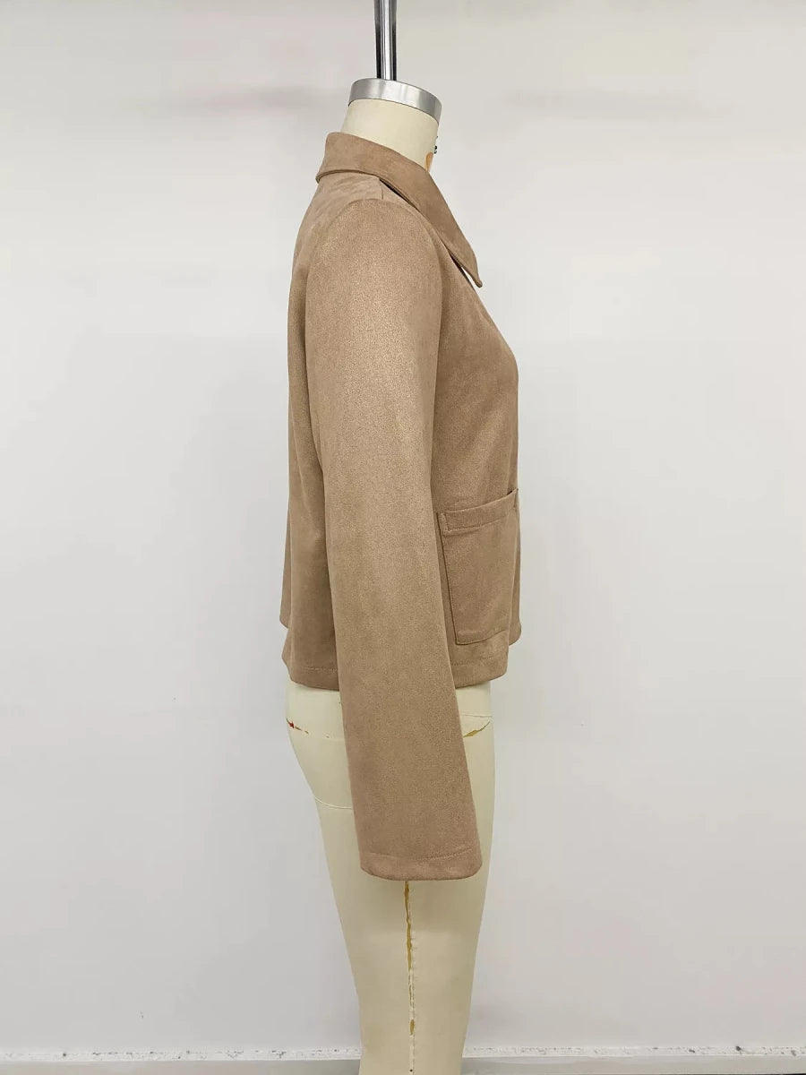 Perfee Collared Neck Button-Up Jacket - WowStore.live