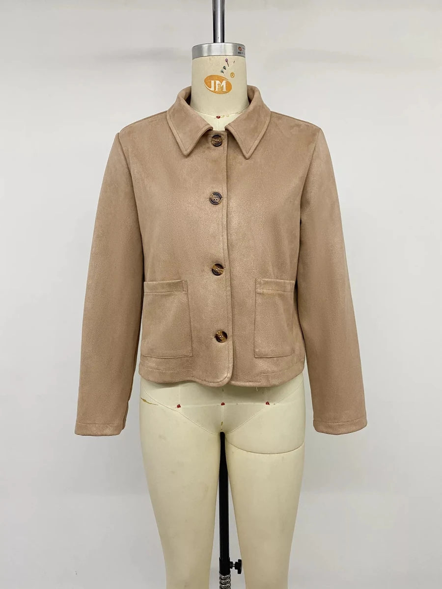 Perfee Collared Neck Button-Up Jacket - WowStore.live