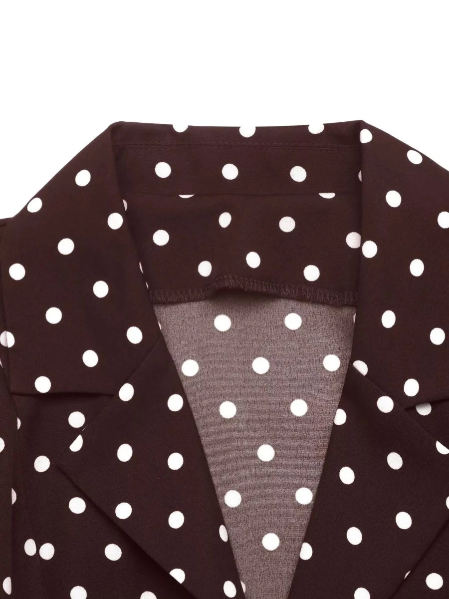 Perfee Polka Dot Long Sleeve Shirt Dress - WowStore.live