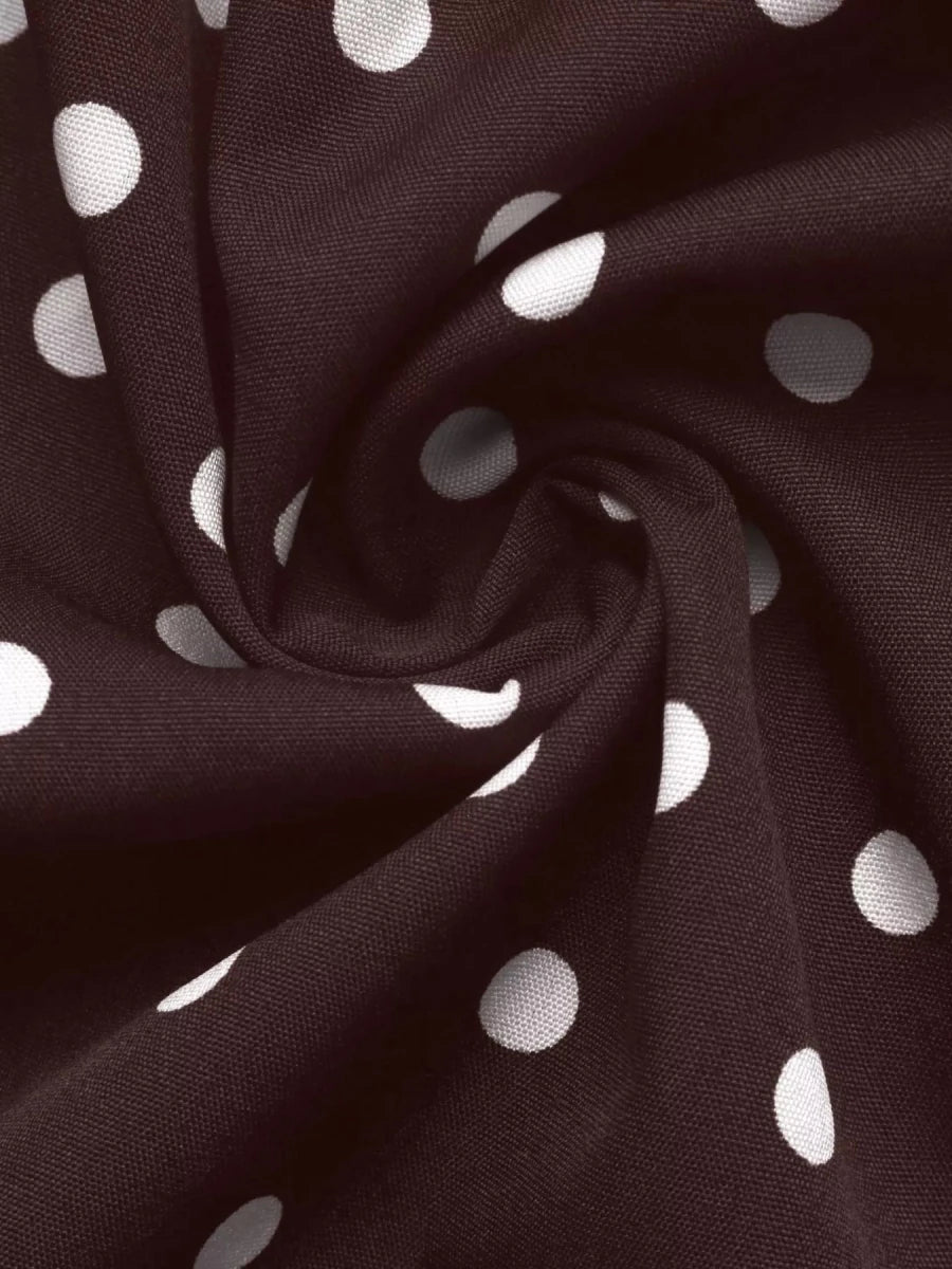 Perfee Polka Dot Long Sleeve Shirt Dress - WowStore.live