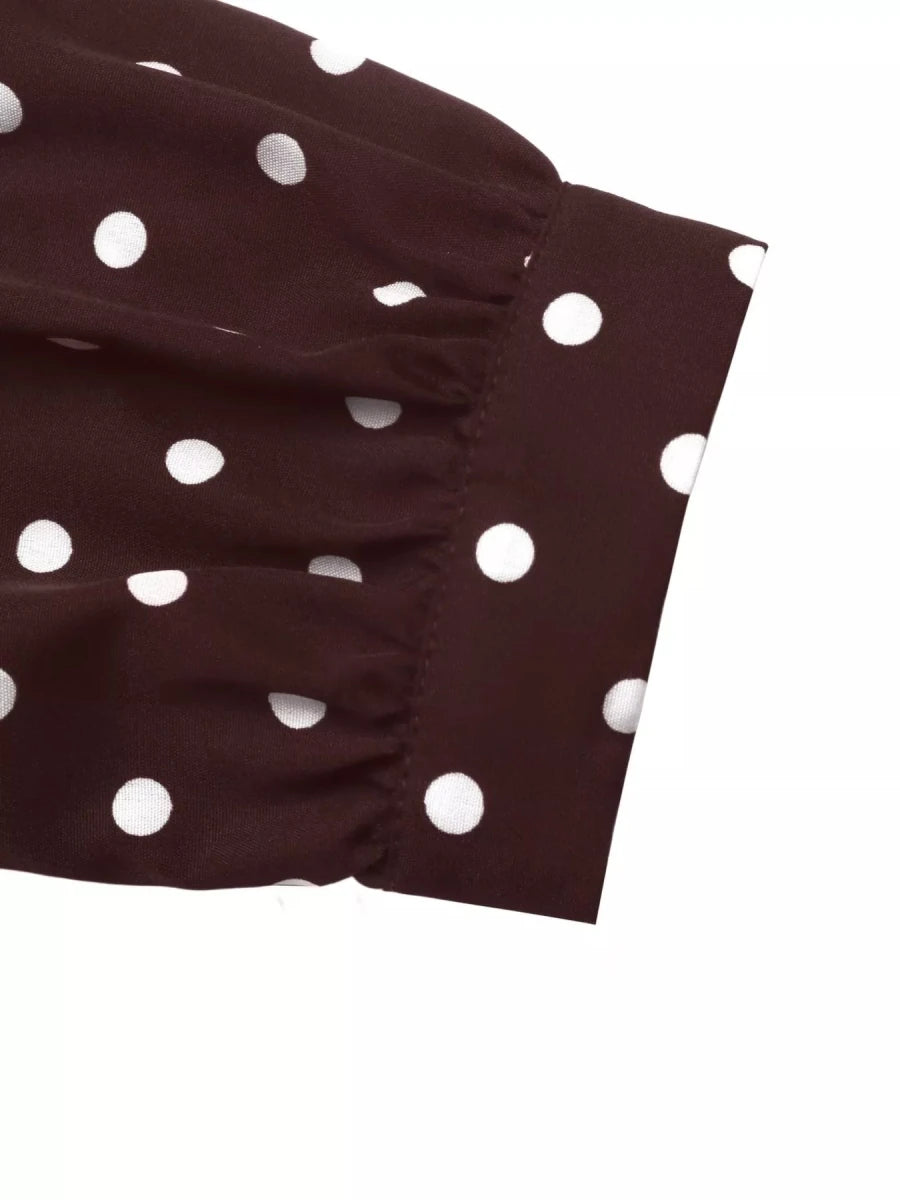 Perfee Polka Dot Long Sleeve Shirt Dress - WowStore.live