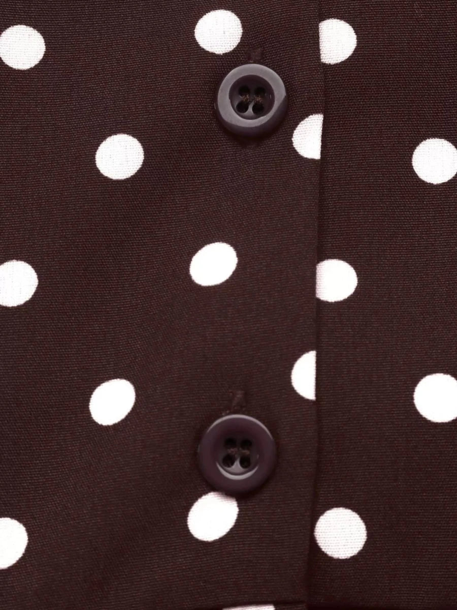 Perfee Polka Dot Long Sleeve Shirt Dress - WowStore.live