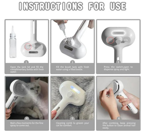 Pet Hair Steaming Grooming Brush - Multi - functional Deshedding Tool, Blue | WOW Store - Wow Store