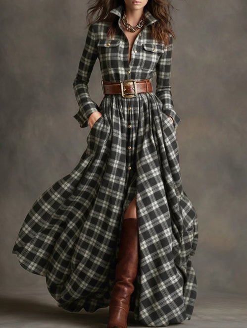 Plaid Maxi Shirt Dress — view 11