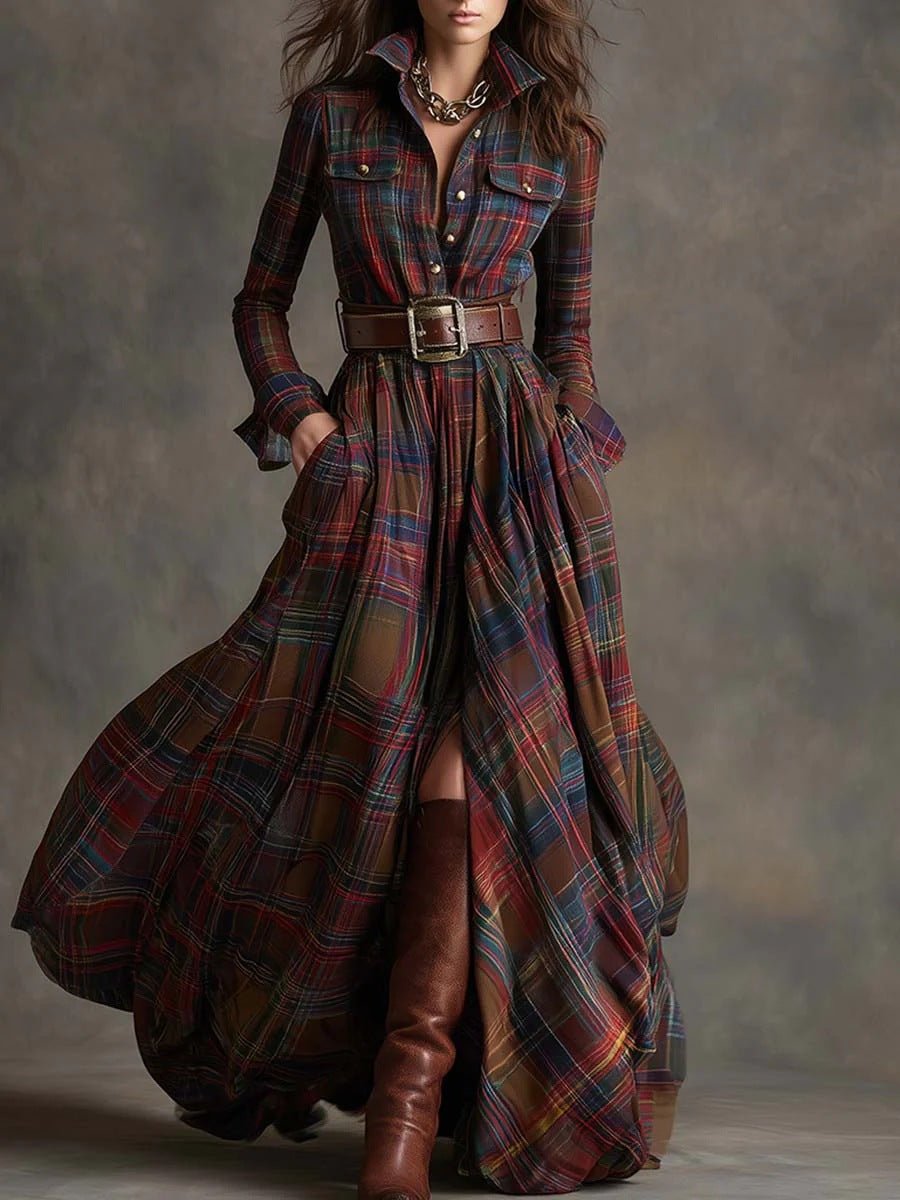 Plaid Maxi Shirt Dress — view 2
