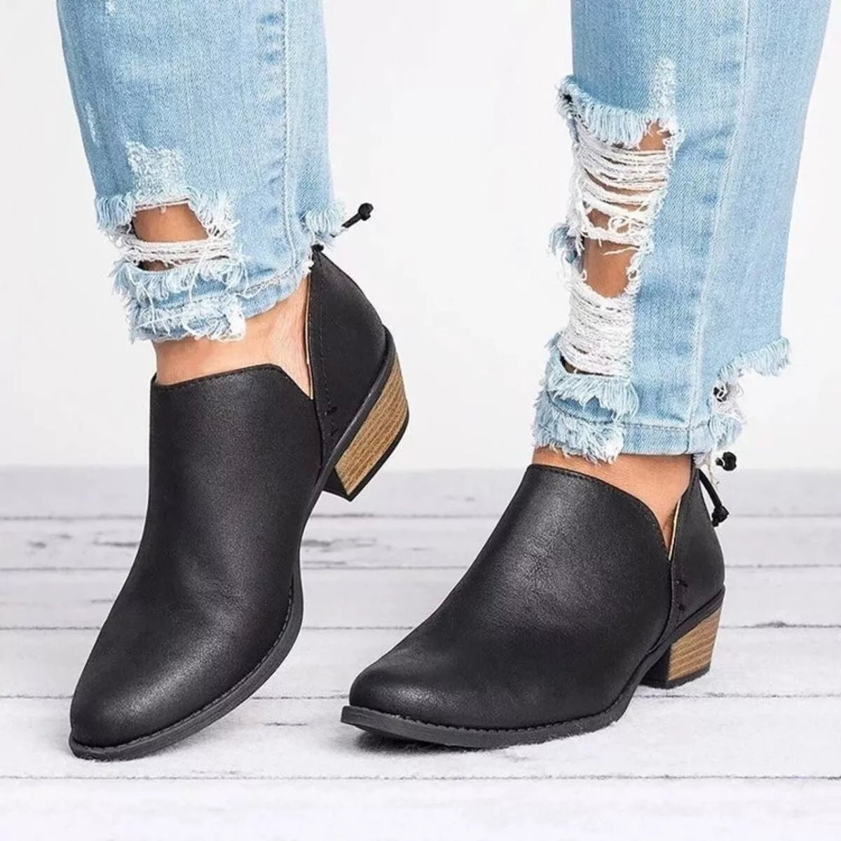 Point Toe Block Heels Boots - Wow Store