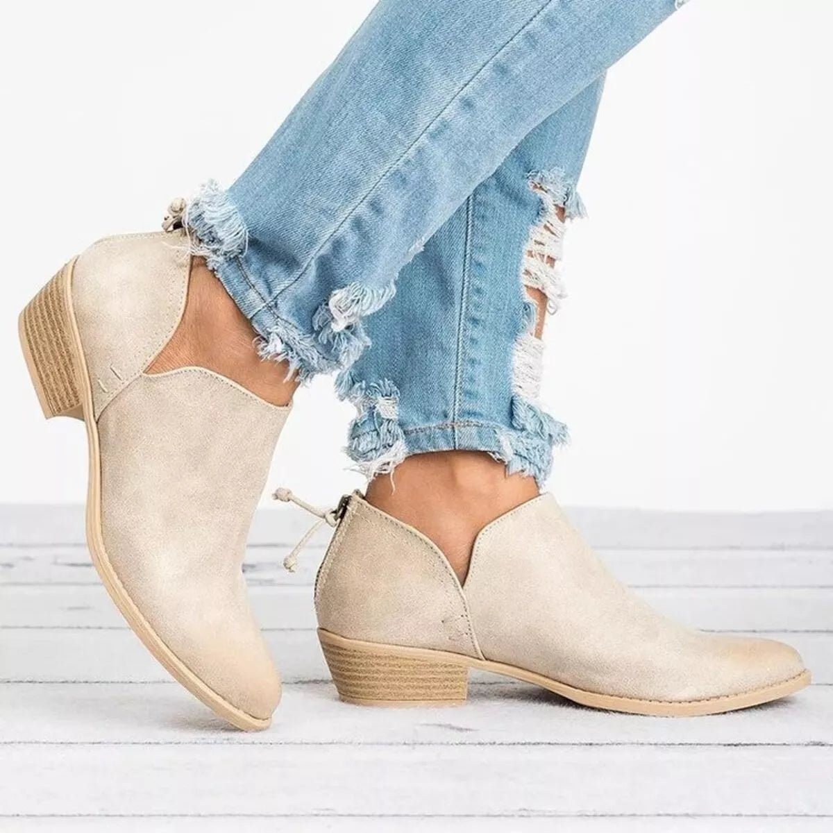 Point Toe Block Heels Boots - Wow Store