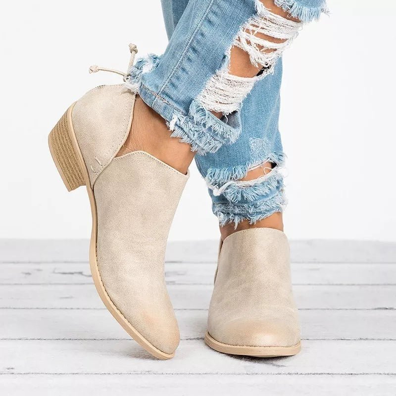 Point Toe Block Heels Boots - Wow Store