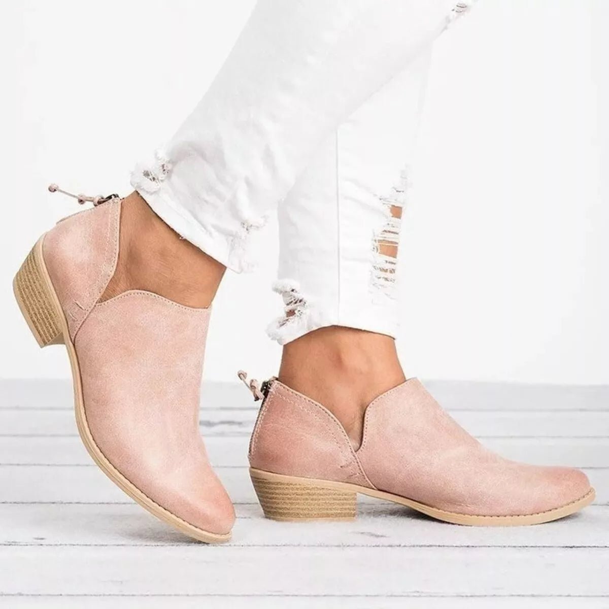 Point Toe Block Heels Boots - Wow Store