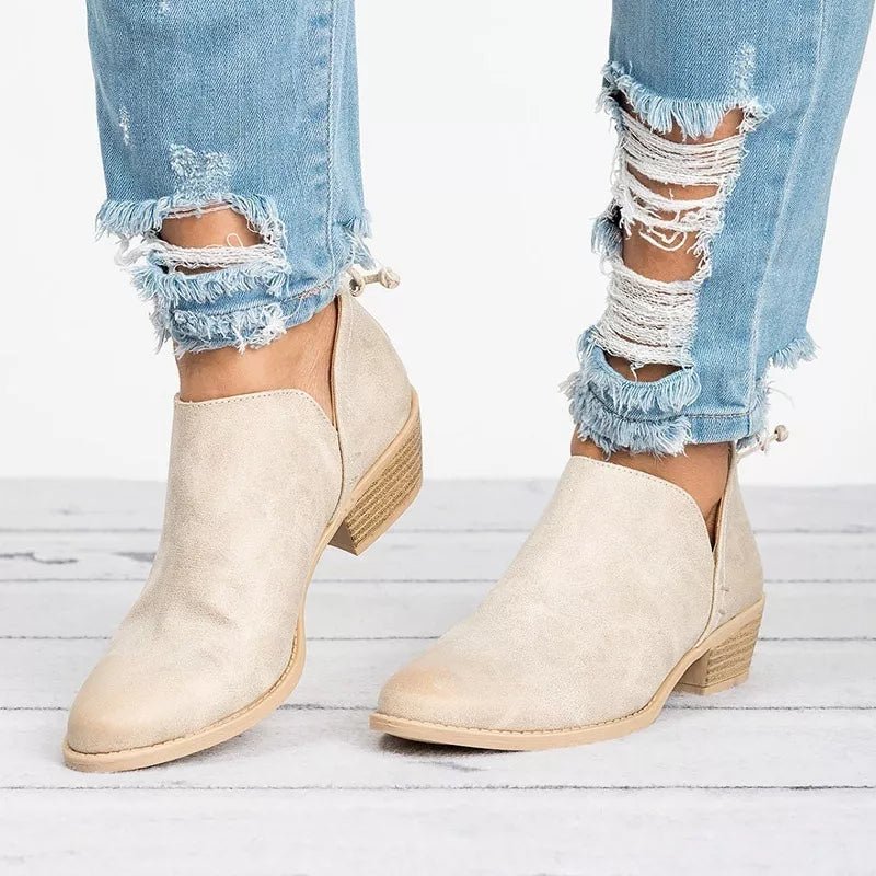 Point Toe Block Heels Boots - Wow Store