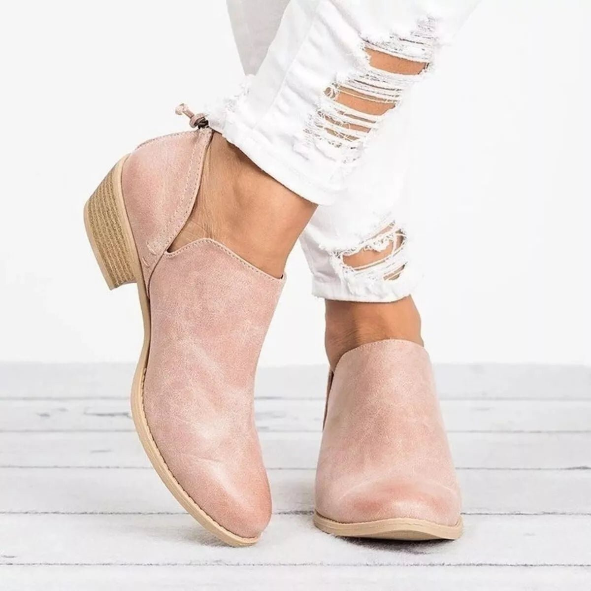 Point Toe Block Heels Boots - Wow Store