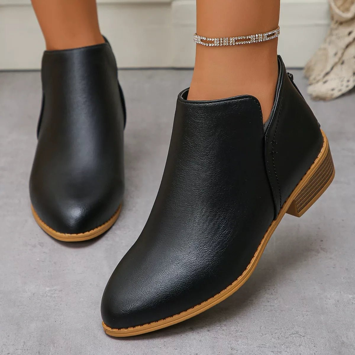 Point Toe Block Heels Boots - Wow Store