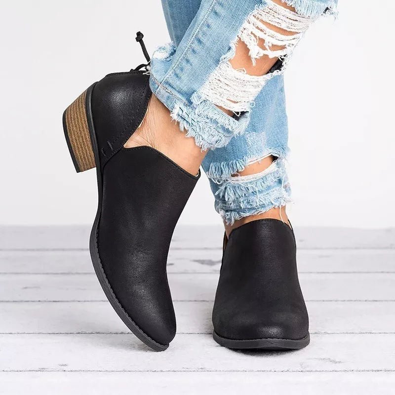 Point Toe Block Heels Boots - Wow Store