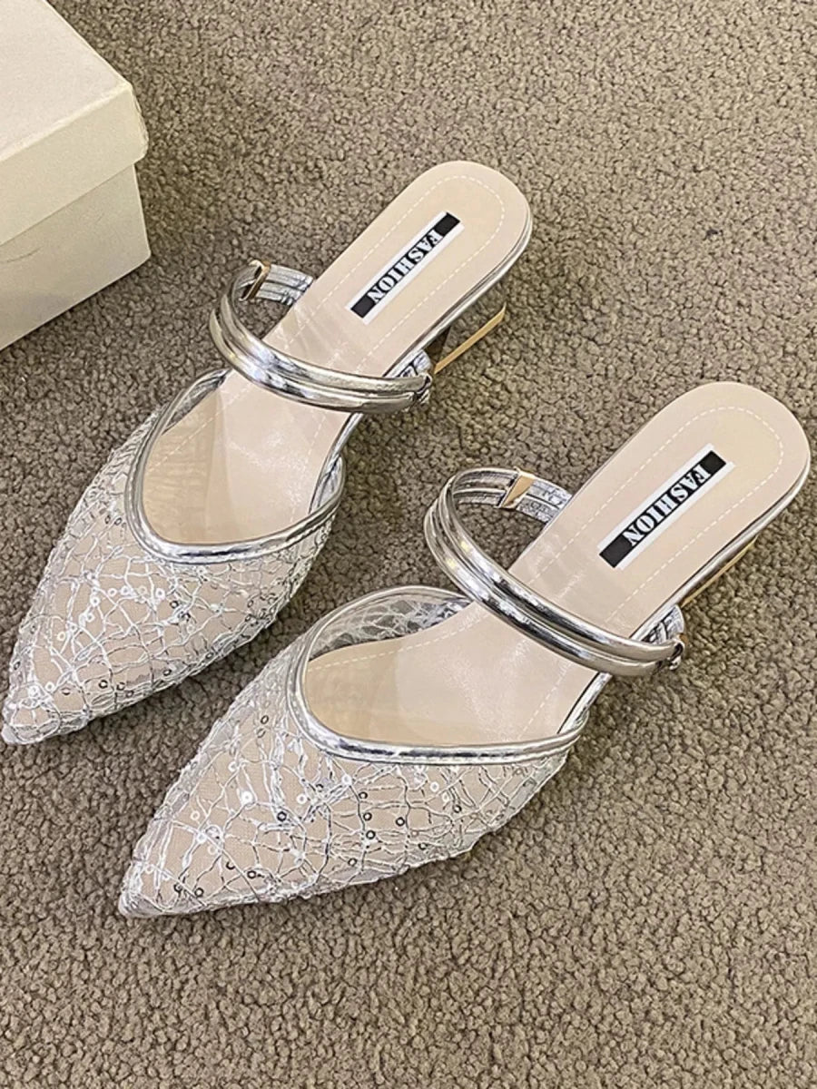 Point Toe Block Heels Sandals - Wow Store