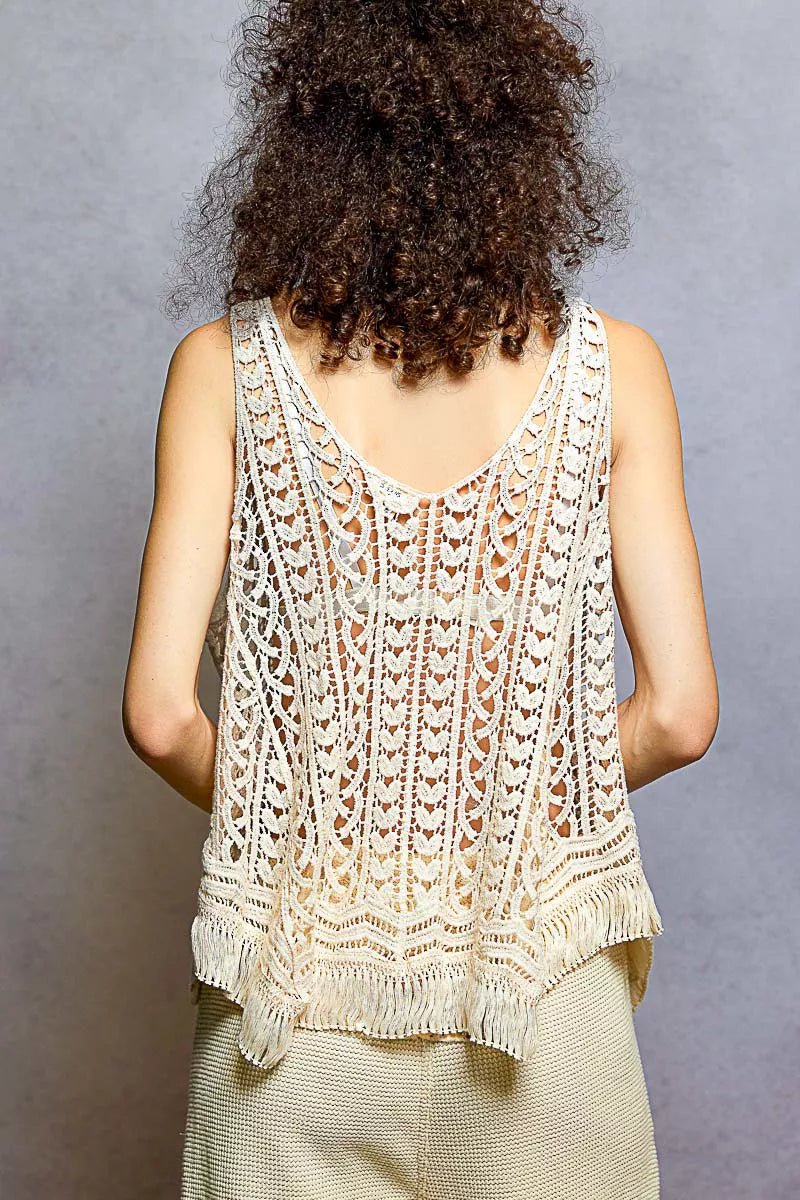 POL Crochet Fringe Hem Tank Top - Wow Store