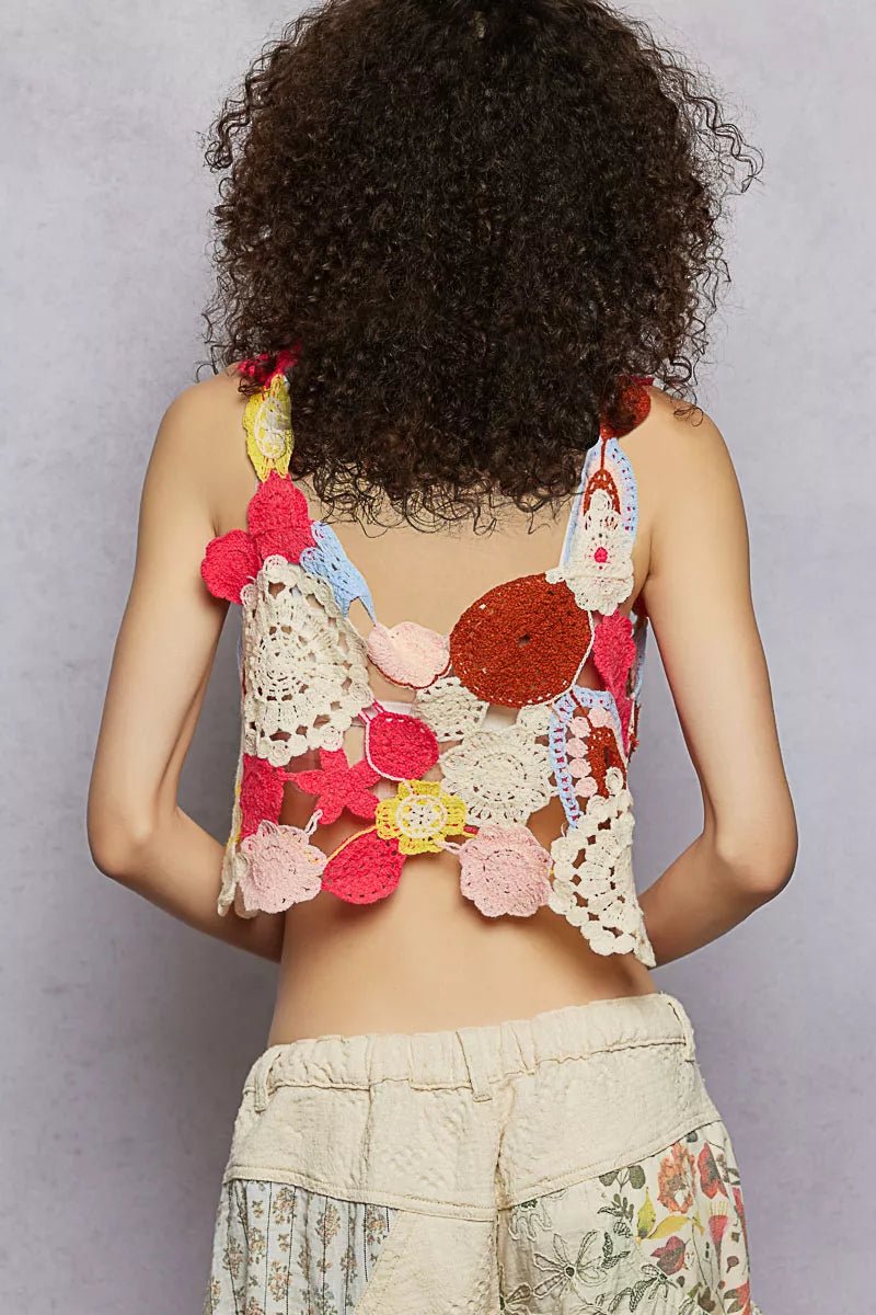 POL Openwork Floral Cropped Crochet Cami - Wow Store