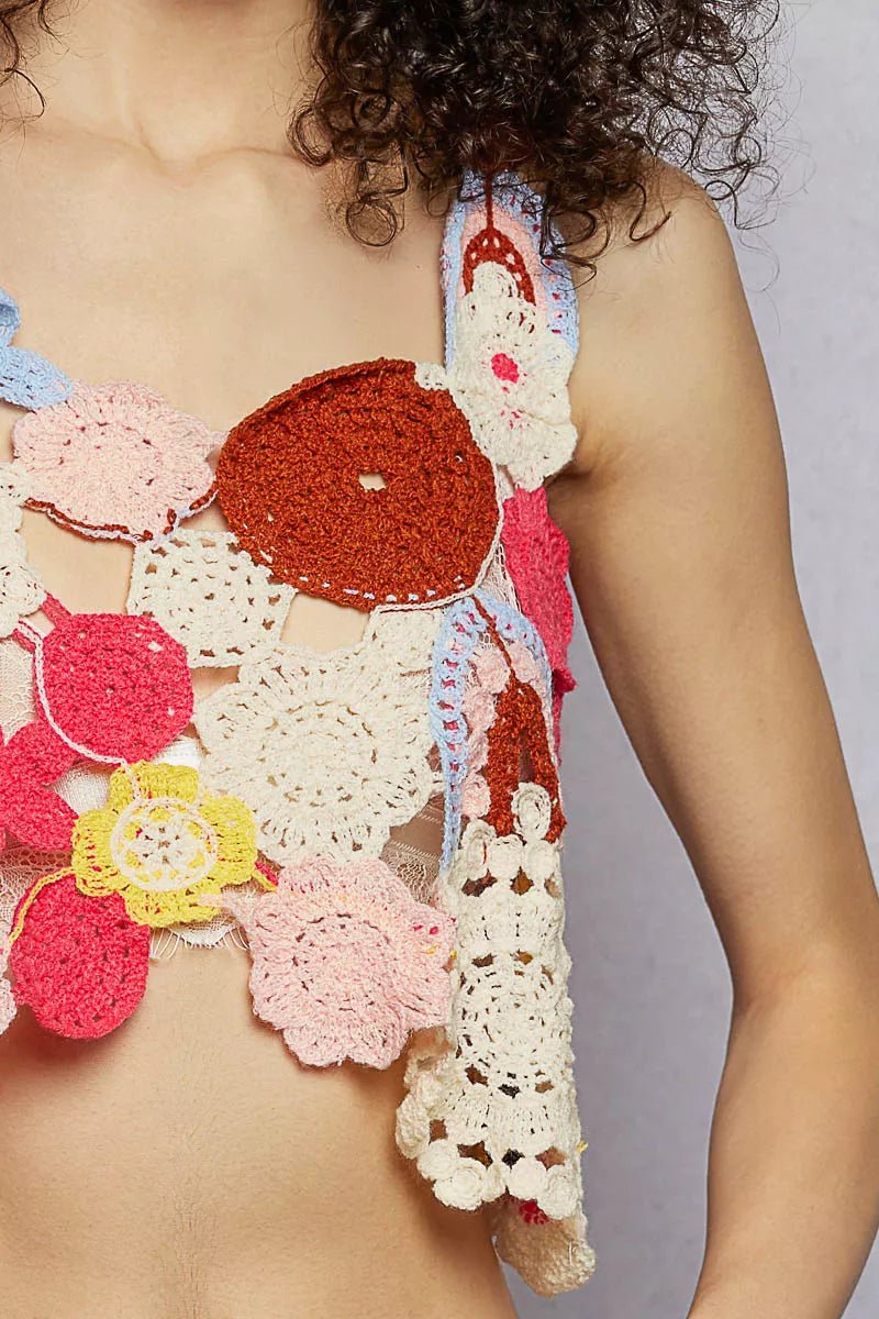 POL Openwork Floral Cropped Crochet Cami - Wow Store