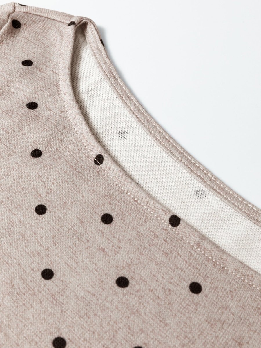 Polka Dot Boat Neck Knit Long Sleeve T Shirt - Wow Store