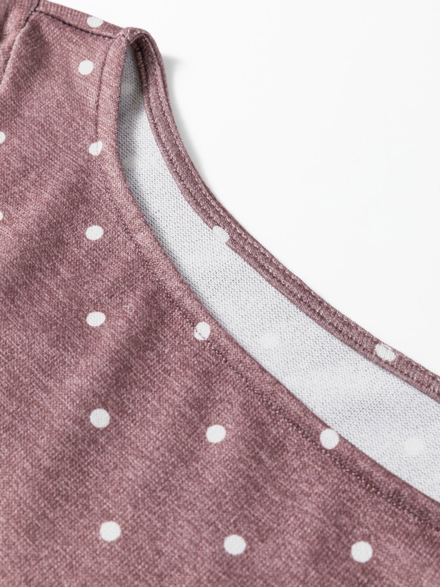 Polka Dot Boat Neck Knit Long Sleeve T Shirt - Wow Store