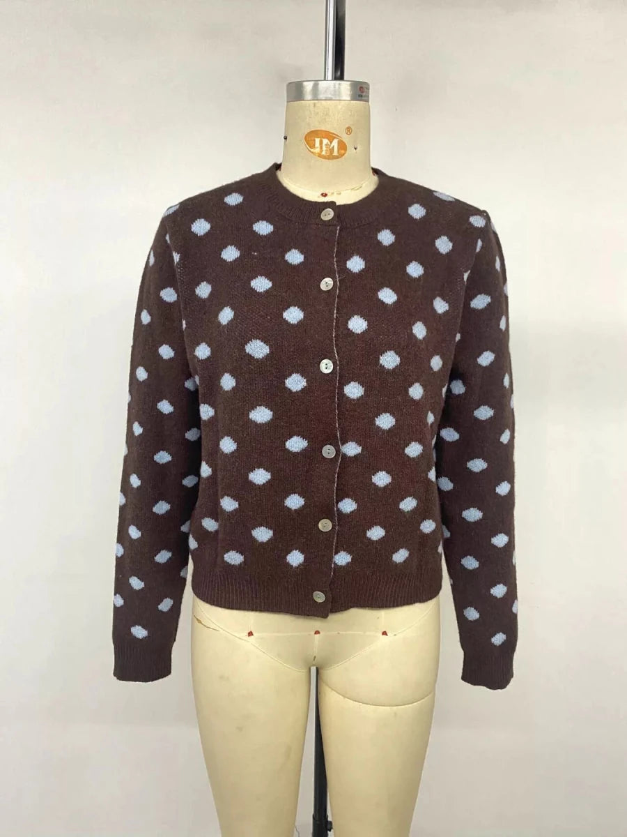 Polka Dot Button Up Cardigan - WowStore.live