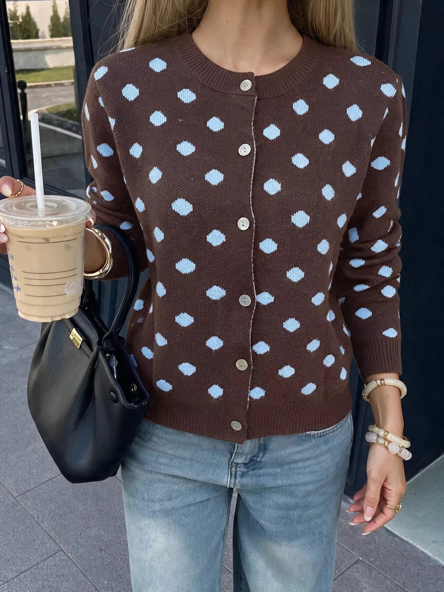 Polka Dot Button Up Cardigan - WowStore.live