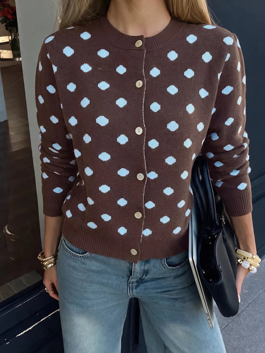 Polka Dot Button Up Cardigan - WowStore.live