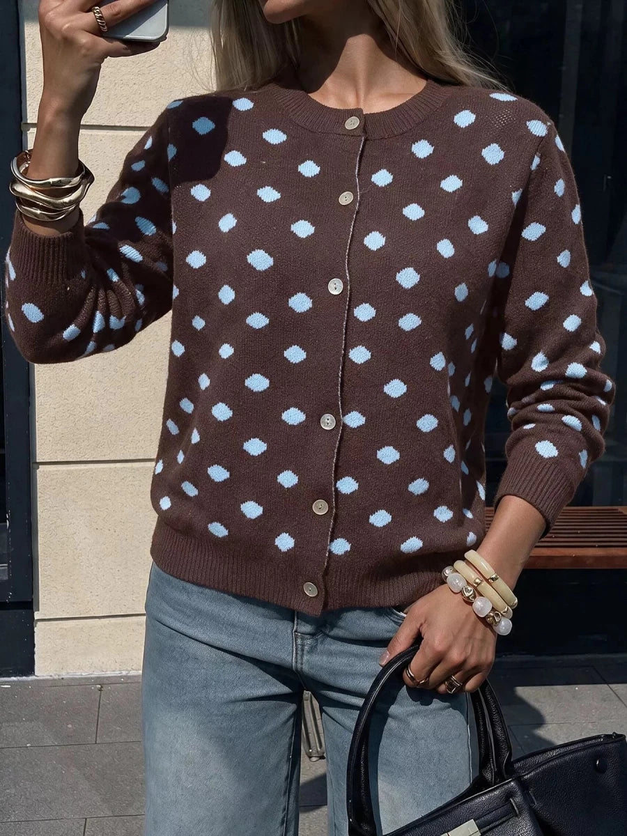 Polka Dot Button Up Cardigan - WowStore.live