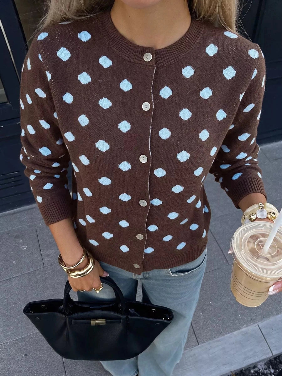 Polka Dot Button Up Cardigan - WowStore.live