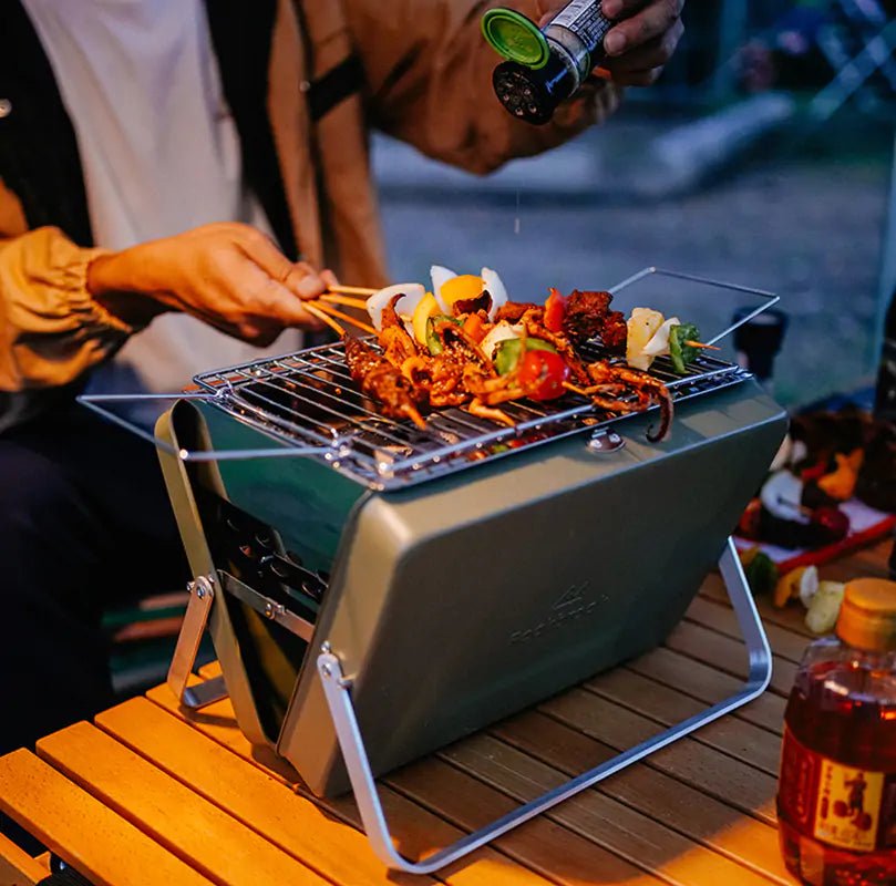 Portable Camping BBQ Folding Cooking Charcoal Coal Stainless Steel Grill - Wow Store