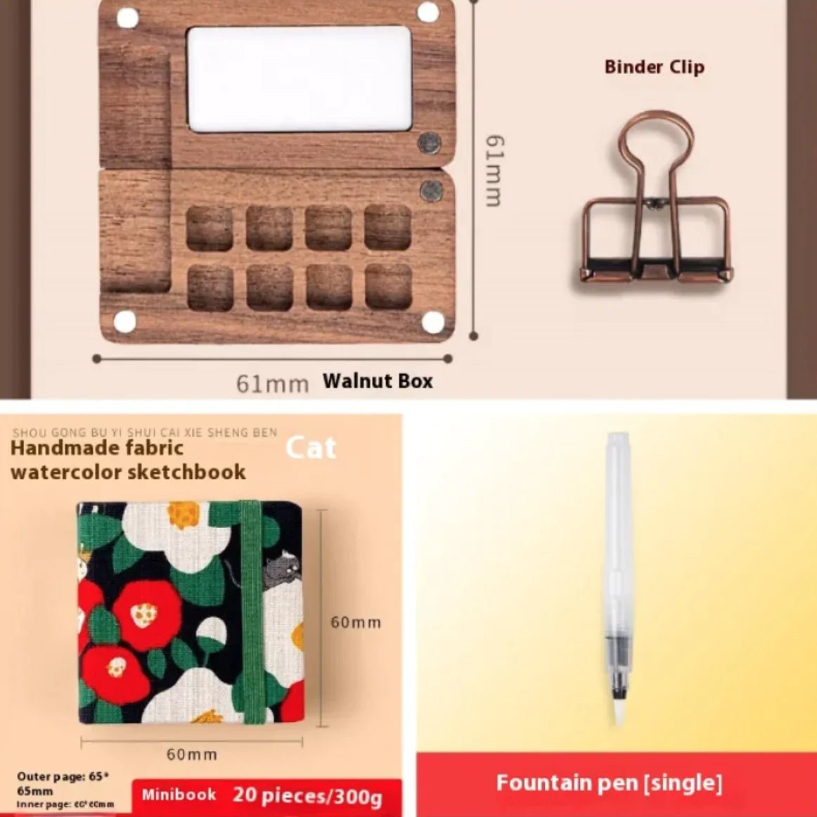 Portable Mini Walnut Watercolor Set with 8 Colors for Sketching & Journaling - Wow Store