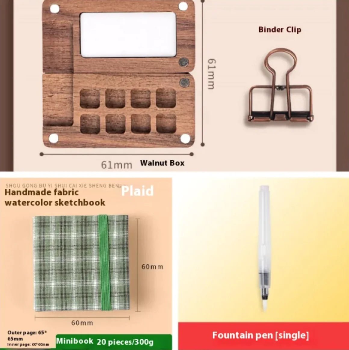 Portable Mini Walnut Watercolor Set with 8 Colors for Sketching & Journaling - Wow Store