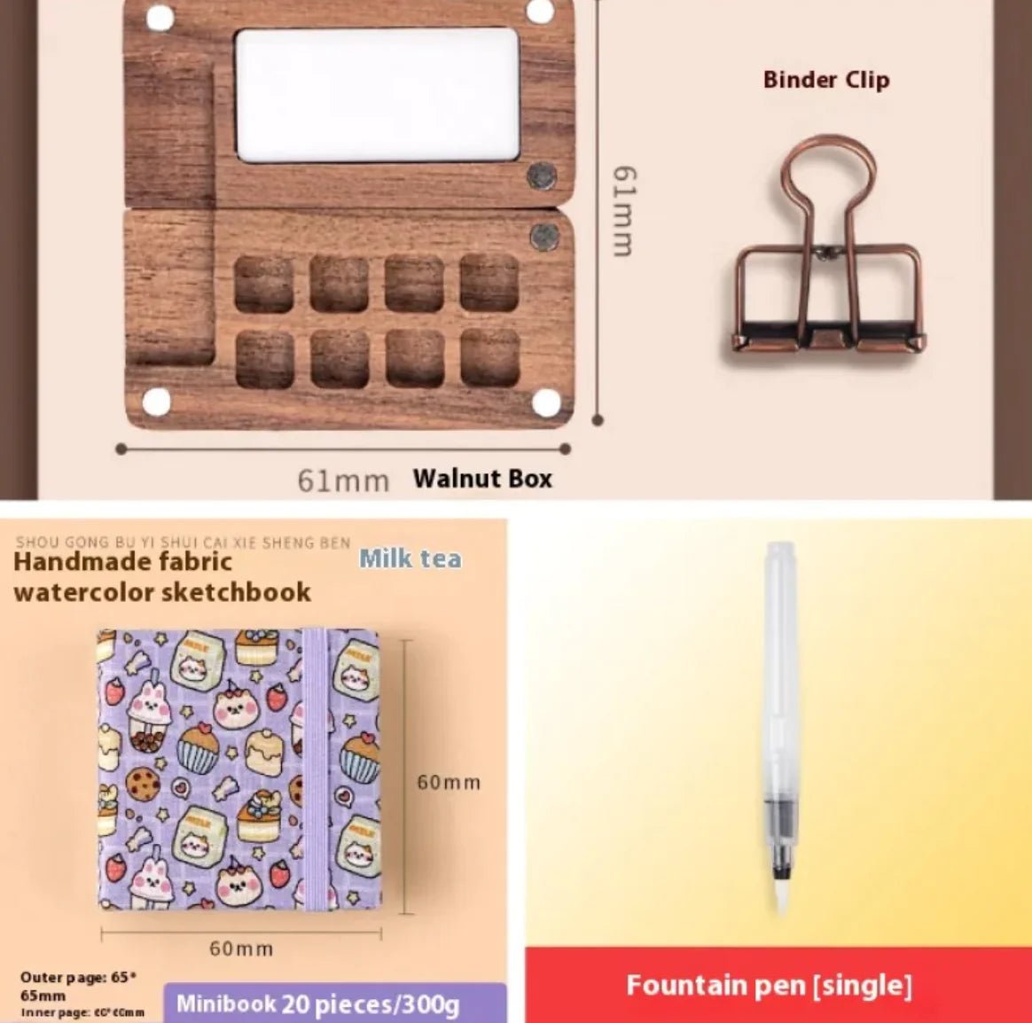 Portable Mini Walnut Watercolor Set with 8 Colors for Sketching & Journaling - Wow Store