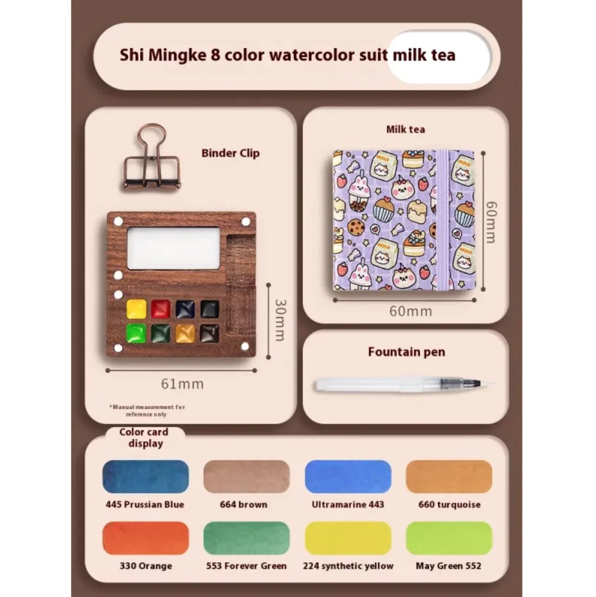 Portable Mini Walnut Watercolor Set with 8 Colors for Sketching & Journaling - Wow Store