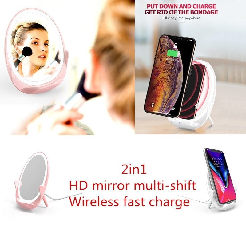 Portable Stand Mirror with Light and Wireless Charger - WowStore.live