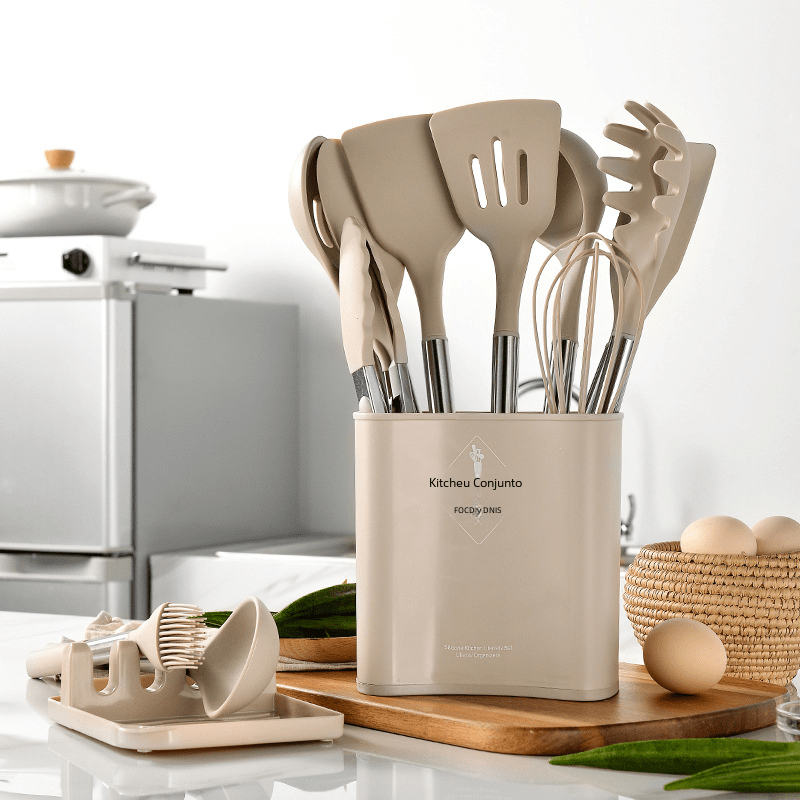Premium 13-Piece Silicone Kitchen Utensil Set with Steel Handles - WowStore.live