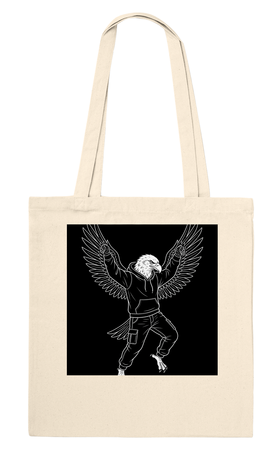 Custom AI Tote Bag, example design: the WOW eagle